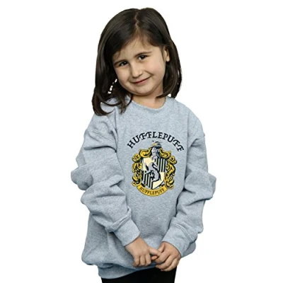 Image of Harry Potter Girls Hufflepuff Crest Sweatshirt Sport Grey 5 6 Years