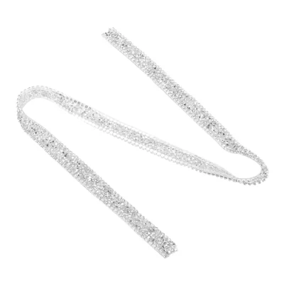 Image of 1yard 15mm Diamond Rhinestone Ribbon Crystal Mesh Wrap Roll Sparkle Banding Belt for Cake Wedding Decoration Party Baby Shower Event Floral Arrangements(Silver)