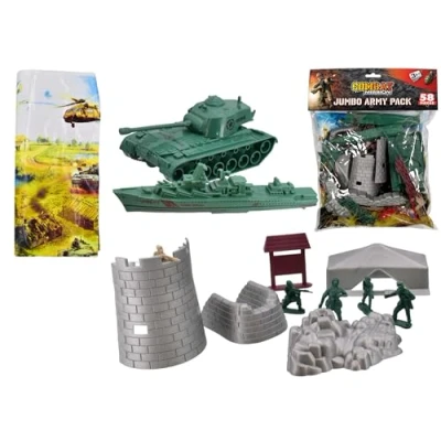 Image of KandyToys Combat Mission Plastic Toy Soldiers Jumbo Army Pack 58 Pieces Soldier Figures