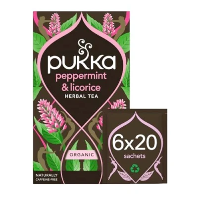 Image of (6 PACK) Pukka Herbs Org WWF P/mint &amp; Licorice Tea 20 sachet 6 PACK BUNDLE