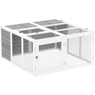 Image of PawHut Rabbit Hutch Small Animal Guinea PIG House with Openable Roof Grey D51 193V01LG