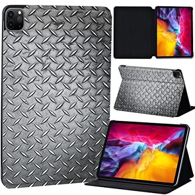 Image of PU Leather + hard shell Ultra slim lightweight Folio Flip Tablet Stand Smart Cover Case Fit iPad Air 4 10.9&quot; (2020) / Pro 11&quot; (2018 2020 2021) (grey pattern)