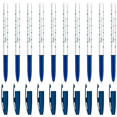 Image of Ballpoint Pens, Smudge Free Extra Fine Point 0.5 mm, Ideal for School, Office, Everyday Use (Blue, 10 Pens)