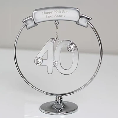 Image of Personalised Crystocraft Crystal Diamante Swarovski effect 40th Celebration Ornament Silver, Gifts For Her, Birthday, Anniversary, Table Decoration, Favour, Favors