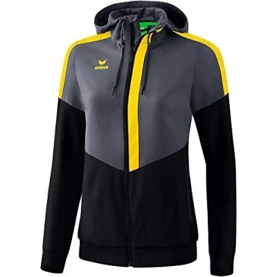Image of Erima Squad Track Top Jacket with Hood Slate Grey/Black/Yellow, 42