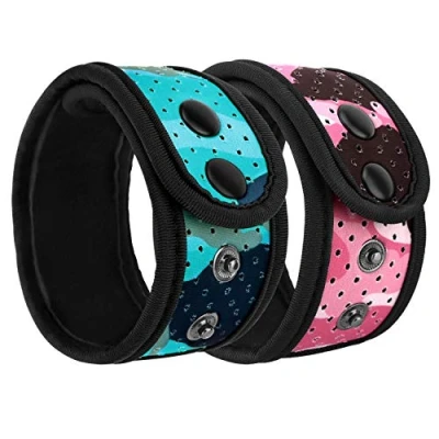 Image of MoKo 2 Pack Sweatproof Ankle Strap Fit Fitbit Luxe/Inspire 2/HR/Inspire/Charge 5/4/3/2/Alta/Alta HR/Flex 1/2/Garmin, Adjustable Fitness Tracker Band with Mesh Pouch Blue + Pink