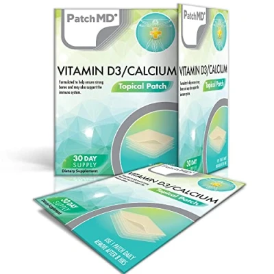 Image of PatchMD Vitamin D3/Calcium Plus™ 30 Daily Topical Patches. 100% Natural &amp; Vegan. Allergy Filler Free. High Absorption More bioavailable. Suitable for Sensitive stomachs bariatric.