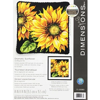 Image of Dimensions Needlepoint Kit: Dramatic Sunflower, Canvas,Wool, Various, One