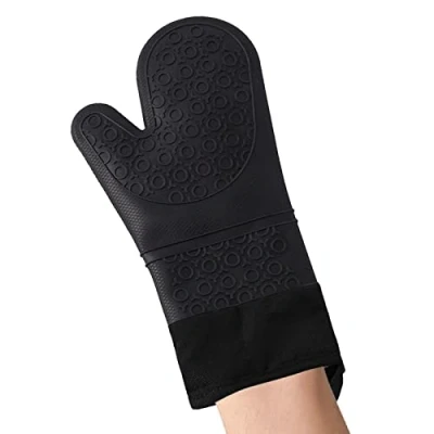Image of Abonda Oven Gloves, Long Heat Resistant Silicone Gloves Waterproof Non Slip Mitts, Washable Kitchen BBQ for Barbecue, Cooking, Baking, and Smoker