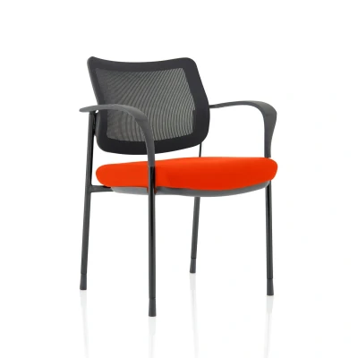 Image of Brunswick Deluxe Mesh Back Black Frame Bespoke Seat Orange With Arms