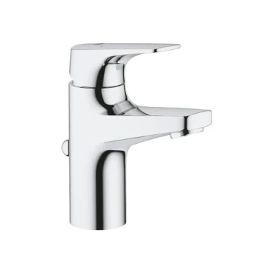 Image of GROHE Bauflow Single Lever Basin, S Size A Water Saving Tap with Pop Up Waste Set, Chrome Finish 23751000