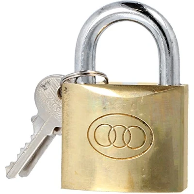 Image of Tri Circle Solid Brass 50mm Large Padlock &amp; 3 Keys Gym Locker, Outdoor Garage, Shed, Door, Gate Lock