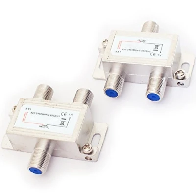 Image of Loops 2 Way/Port F Connector Diplexer TV Aerial &amp; Satellite Signal Combiner/Splitter