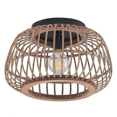 Image of Lindby Bominio ceiling light, Ø 40 cm, rattan, wood, E27