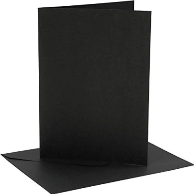 Image of 4 Black 5x7 Cards &amp; Envelopes for Card Making Crafts Blanks