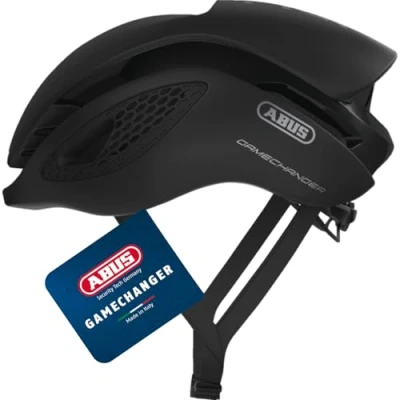 Image of ABUS GameChanger Racing Bike Helmet Aerodynamic Cycling with Optimal Ventilation for Men and Women Movistar 2020, Velvet Black, Size S