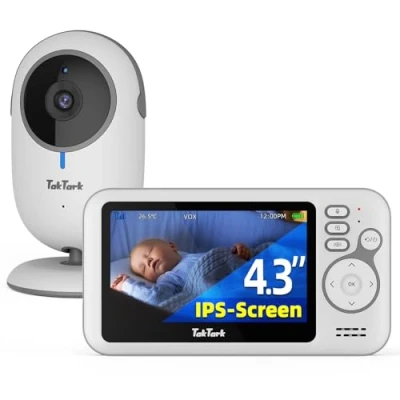 Image of TakTark Baby Monitor with Camera and Night Vision, Video Wireless 4.3&#039;&#039; LCD Screen VOX Mode, Two Way Talk, Temperature Monitoring Function, Rechargeable Battery, Baby/Elder/Pet