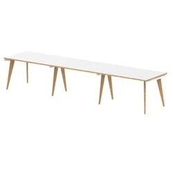 Image of Oslo 1200mm Single Row 3 Person Desk White Top Wood Edge Frame