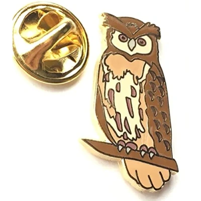Image of OWL BIRD BARN TAWNY ORNATHOLOGY HARD ENAMEL LAPEL PIN BADGE