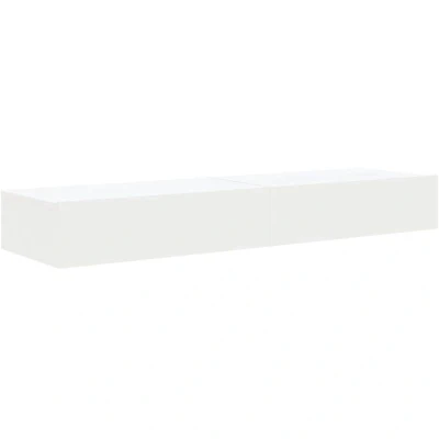 Image of vidaXL Modern TV Cabinets with LED Lights, White Engineered Wood Units, 60x35x15.5 cm, Set of 2, For Living Room