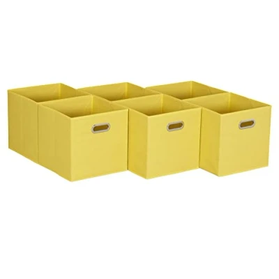 Image of Household Essentials Yellow Fabric Storage Bins with Handle, Bright (Pack of 6)
