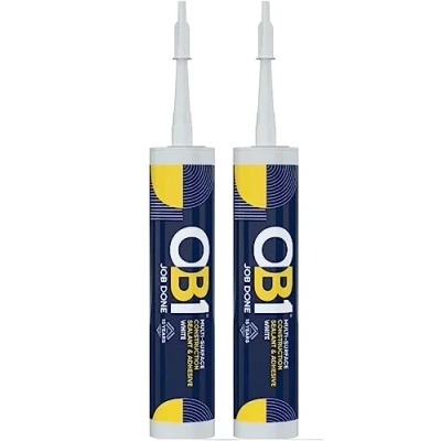 Image of OB1 Multi Surface Construction Sealant &amp; Adhesive, Excellent Chemical Resistance, Water Resistant, Weather (White Twin Pack)
