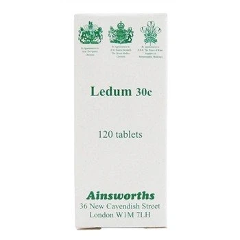 Image of Ainsworths 30C Ledum Homoeopathic Remedy Pack of 120 Tablets
