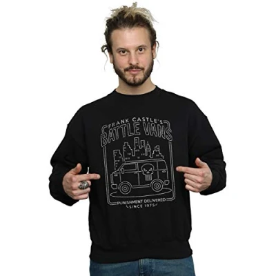 Image of Marvel Men&#039;s The Punisher Frank Castle&#039;s Battle Vans Sweatshirt Black Large