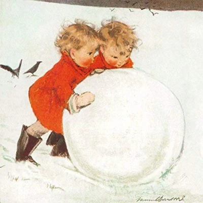 Image of Charity Christmas Cards Pack of 8 Rolling The Snowball