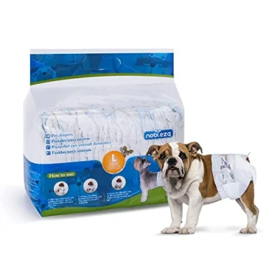Image of Nobleza Dog Nappies Disposable Female, Dogs Diapers Super Absorbent with Leak Proof Fit, Pack of 12, Waist 30 50cm , Size L: 6 11KG