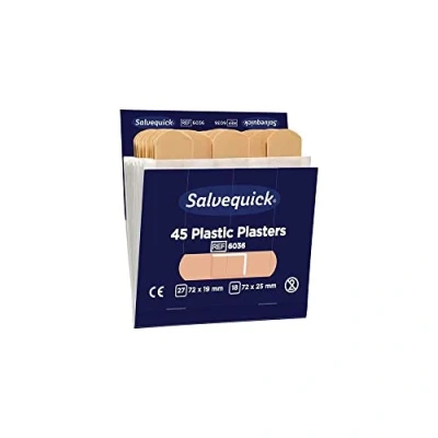 Image of SALVEQUICK Water Repellent Plasters for Plaster Dispenser Contents: 6 x 45 Pieces