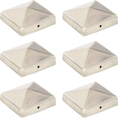 Image of vidaXL Pyramid Fence Post Caps 6 pcs Stainless Steel 81x81 mm