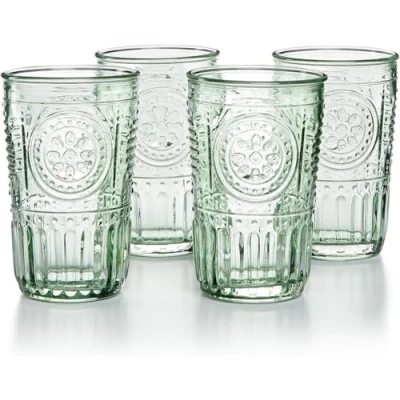 Image of 4x Green 340ml Romantic Highball Glasses By Bormioli Rocco