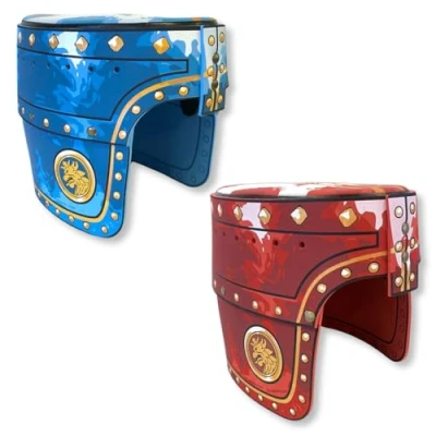 Image of Liontouch Noble Knight Helmet, Blue &amp; Red Medieval Pretend Play Toy in Foam for Children With Golden Lion Decoration Durable Safe Armour Accessories Dress Up Costumes Boys