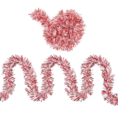 Image of Red/White Christmas Tinsel Garland 2m Candy Mix Thick and Thin for Xmas Tree, Valentine Bouquets Cake Wedding Party Backdrops Wall Indoor Outdoor Supplies