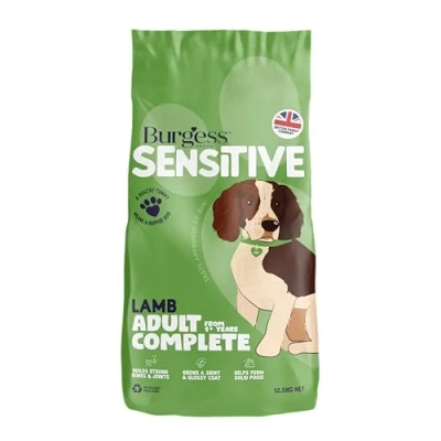 Image of Burgess Sensitive Dry Dog Food Lamb, 12.5 kg (Pack of 1)
