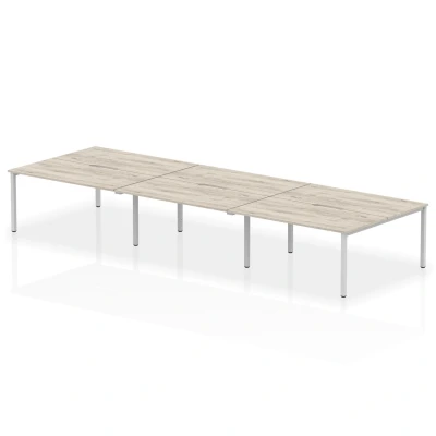 Image of Evolve Plus 1600mm B2B 6 Person Desk Grey Oak Top Silver Frame