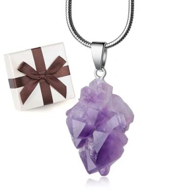 Image of COAI Raw Amethyst Healing Crystal Necklace 50cm