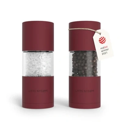 Image of LARS NYSØM Salt and Pepper Grinder Set I Mills with Adjustable Ceramic 2 Pieces Manual Design Spice (Berry Red)