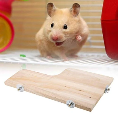Image of Zerodis Small Animals Natural Wooden Stand Platform, Pet shelf Toys L shaped Springboard Toy Jumping Climbing for Chinchilla Squirrel Guinea Pig