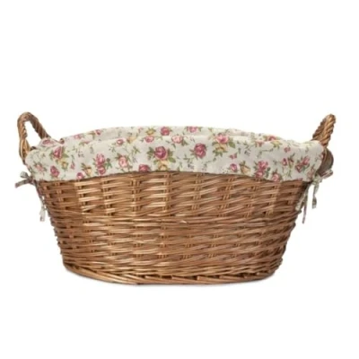 Image of Red Hamper Light Steamed Laundry Baskets with Garden Rose Lining, Brown