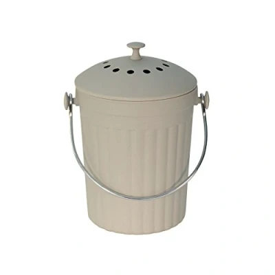 Image of Eddingtons Light Grey Eco Bamboo Fibre Compost Caddy Composting Bin for Food Waste Recycling