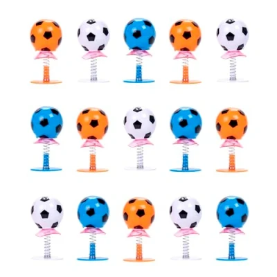 Image of Toyseum 15 x Jumping Football Pop Up Toys, Party Bag Fillers for Boys or Girls, Fun Spring Jump Favours Bags, Pack of (3 Colours)