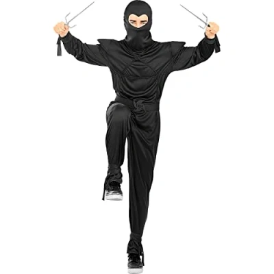 Image of Funidelia Ninja Costume in Black for man Ninja, Japan adults accessory fancy dress &amp; props Halloween, carnival parties Size L XL
