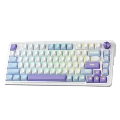 Image of Redragon K673 PRO 75% Wireless Gasket RGB Gaming Keyboard, 3 Modes 81 Keys PBT Compact Mechanical Keyboard w/Hot Swap Socket, Dedicated Knob Control &amp; 5 Layer Noise Dampening, Custom Linear Switch