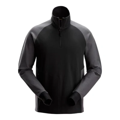 Image of Snickers Two Coloured Half Zip Sweatshirt Black/Steel Grey M