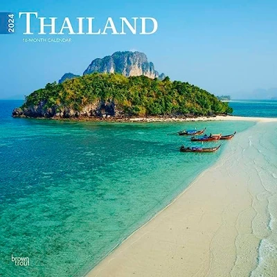 Image of Thailand 2024 12 x 24 Inch Monthly Square Wall Calendar BrownTrout Travel Asia Bangkok Buddha