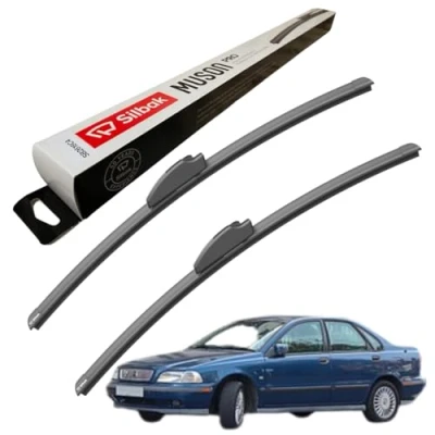 Image of Silbak Windscreen Wipers, fits for VOLVO S40 I (09/1995 01/2004) Wiper Blades, 500mm/500mm, Front Blades Set Accessories,