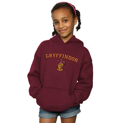 Image of Harry Potter Girls Gryffindor Crest Hoodie Burgundy 9 11 Years