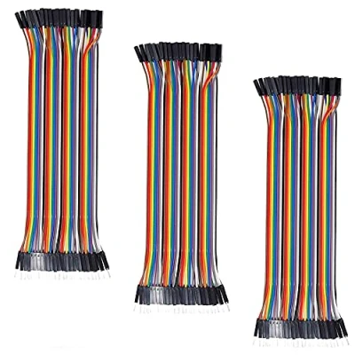 Image of AZDelivery Breadboard Jumper Wire Cable 40 Pin Female to Male F2M Ribbon Cables compatible with Arduino and Raspberry Pi Including E Book! (Pack of 3)